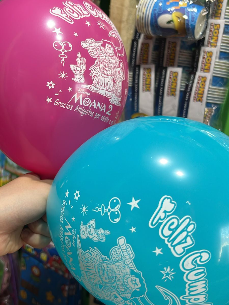 Globos latex Moana, paquete X 12 unidades