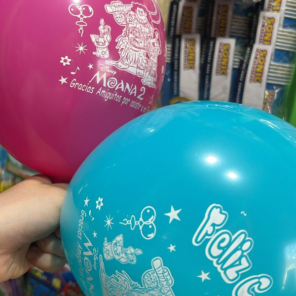 Globos latex Moana, paquete X 12 unidades