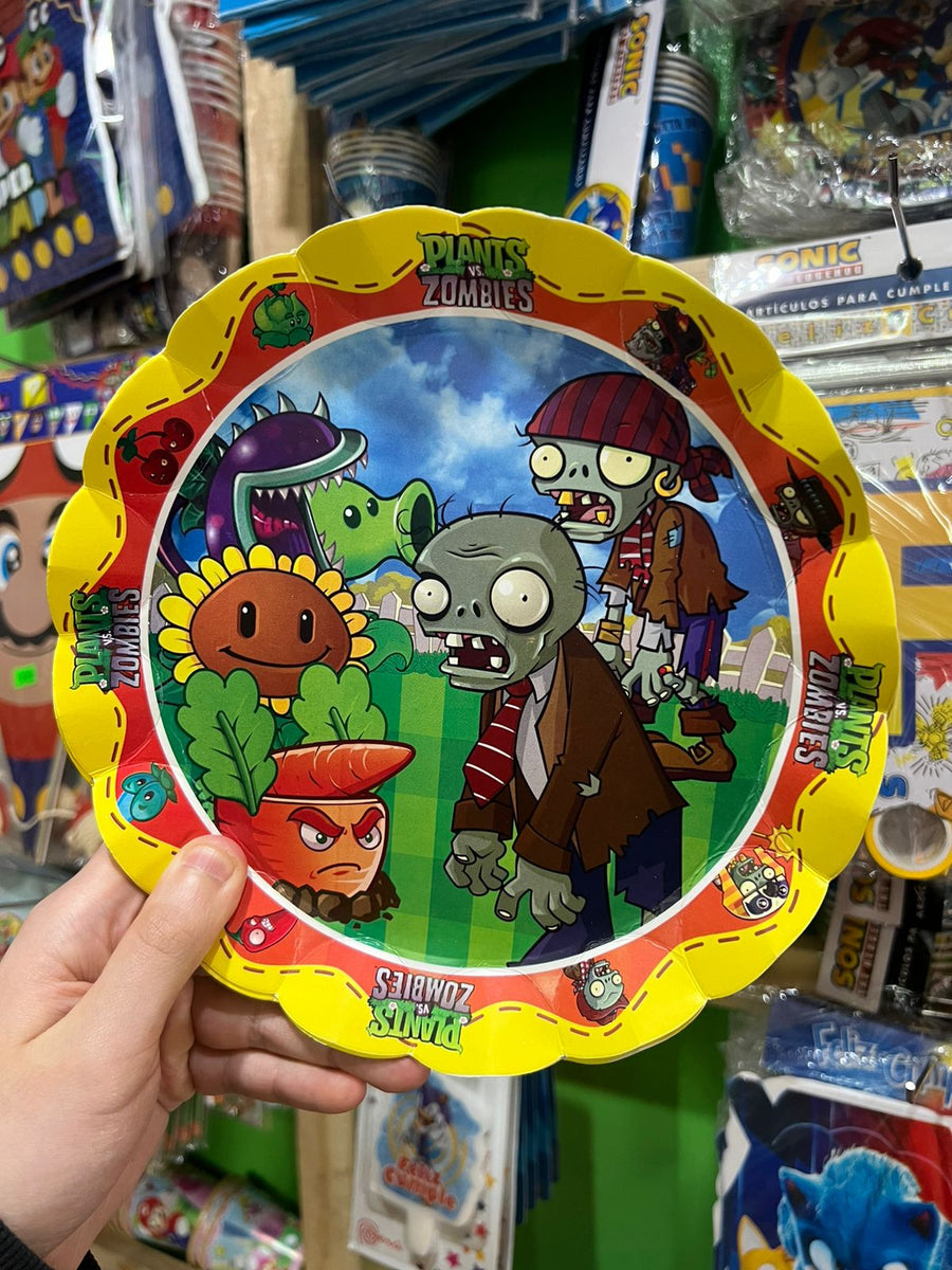 Platos plantas vs zombie paquete X 6 unidades