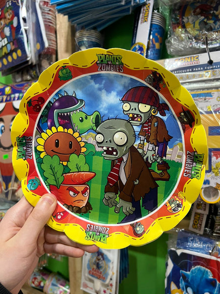 Platos plantas vs zombie paquete X 6 unidades