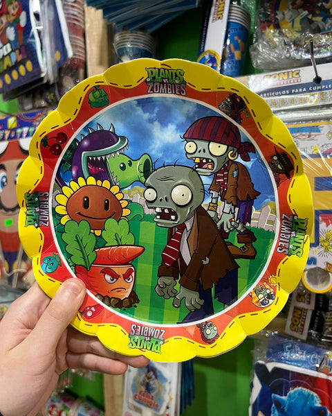 Platos plantas vs zombie paquete X 6 unidades