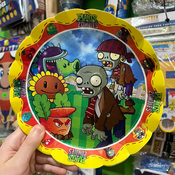 Platos plantas vs zombie paquete X 6 unidades