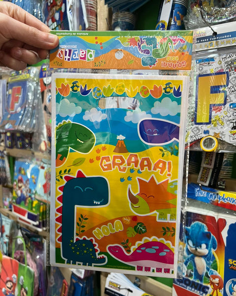 Bolsas de dulces plasticas Dinosaurios paquete X 6 unidades