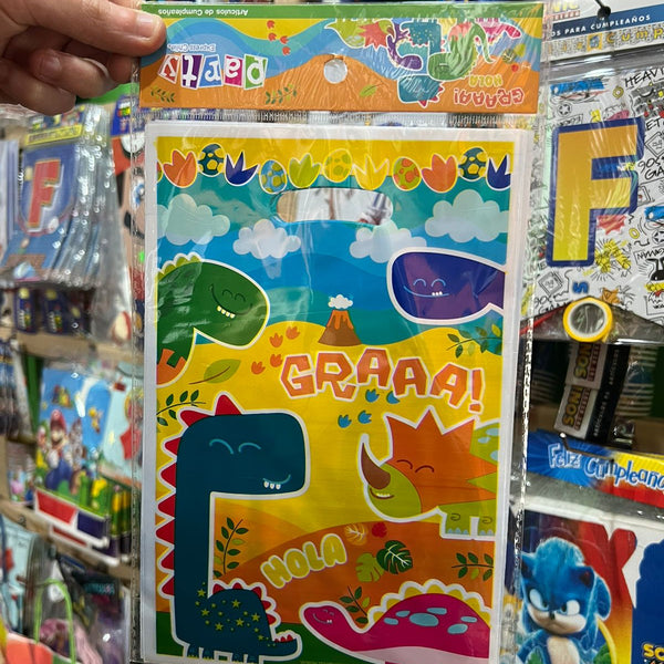 Bolsas de dulces plasticas Dinosaurios paquete X 6 unidades