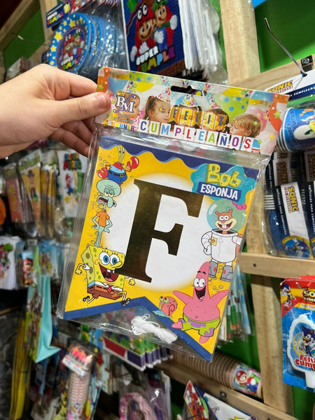 Banderin de feliz cumpleaños bob esponja