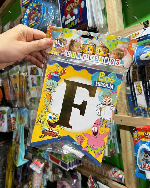 Banderin de feliz cumpleaños bob esponja