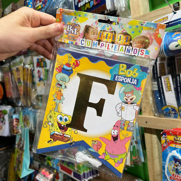 Banderin de feliz cumpleaños bob esponja