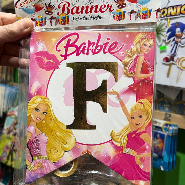 Banderin de feliz cumpleaños barbie