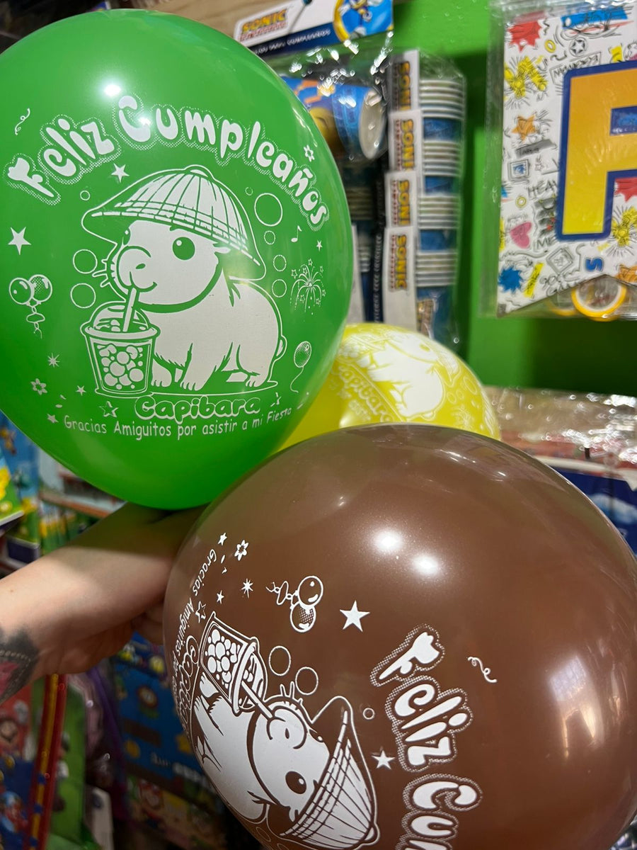 Globos latex Capibara, paquete X 12 unidades