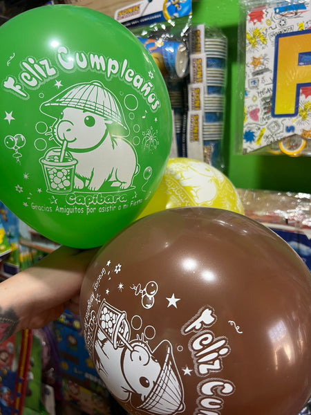 Globos latex Capibara, paquete X 12 unidades