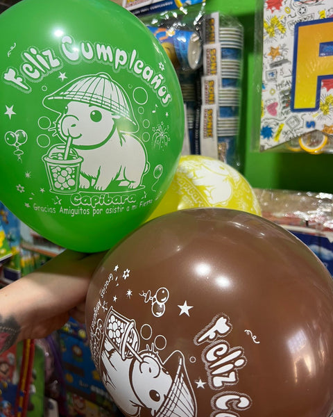 Globos latex Capibara, paquete X 12 unidades
