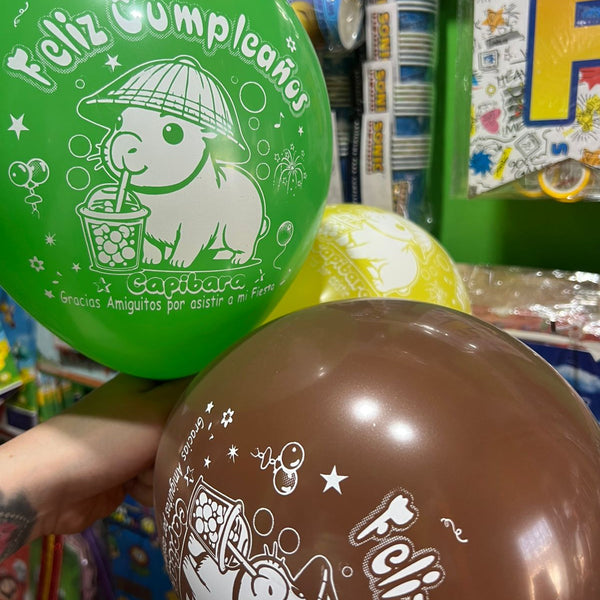 Globos latex Capibara, paquete X 12 unidades