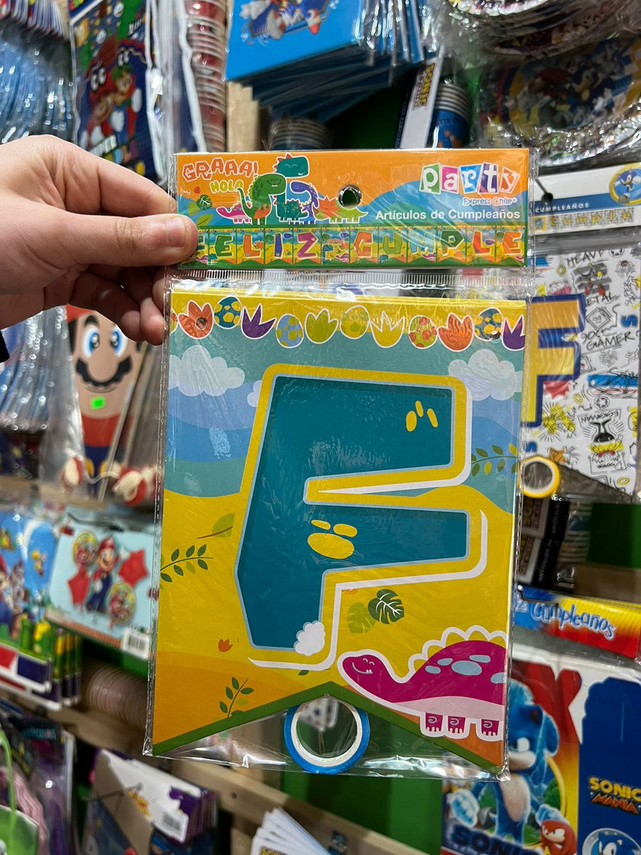 Banderin de feliz cumpleaños Dinosaurio