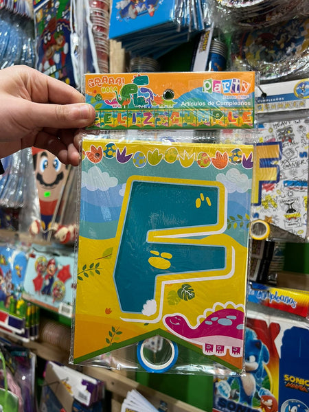 Banderin de feliz cumpleaños Dinosaurio