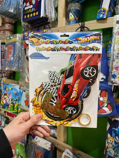 Banderin de feliz cumpleaños Hot Wheels