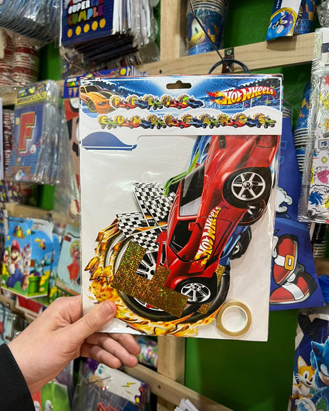 Banderin de feliz cumpleaños Hot Wheels