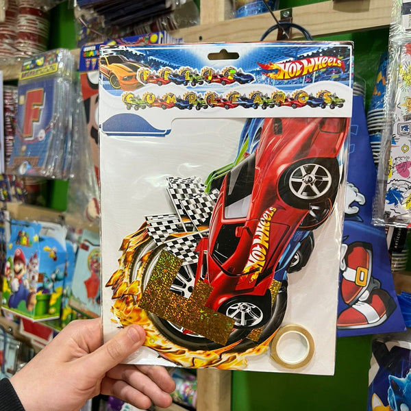 Banderin de feliz cumpleaños Hot Wheels
