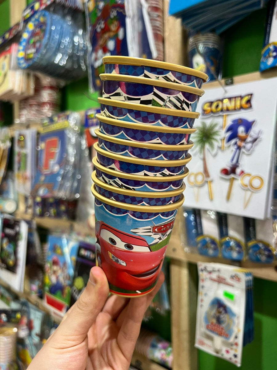 Vasos cars/rayo mcqueen paquete X 6 unidades