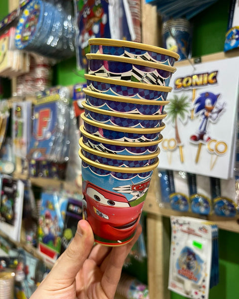 Vasos cars/rayo mcqueen paquete X 6 unidades