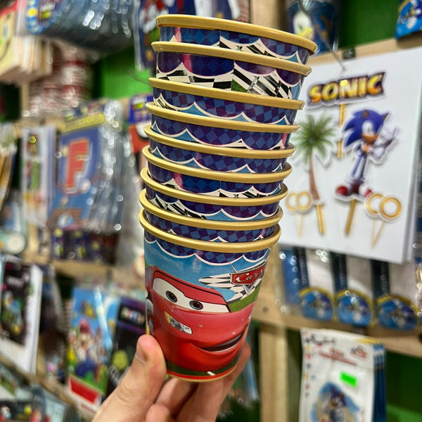 Vasos cars/rayo mcqueen paquete X 6 unidades