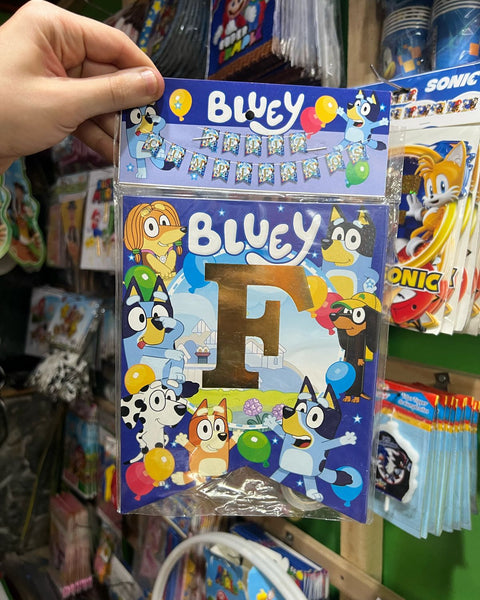 Banderin de feliz cumpleaños bluey