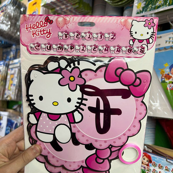 Banderin de Feliz cumpleaños Hello Kitty