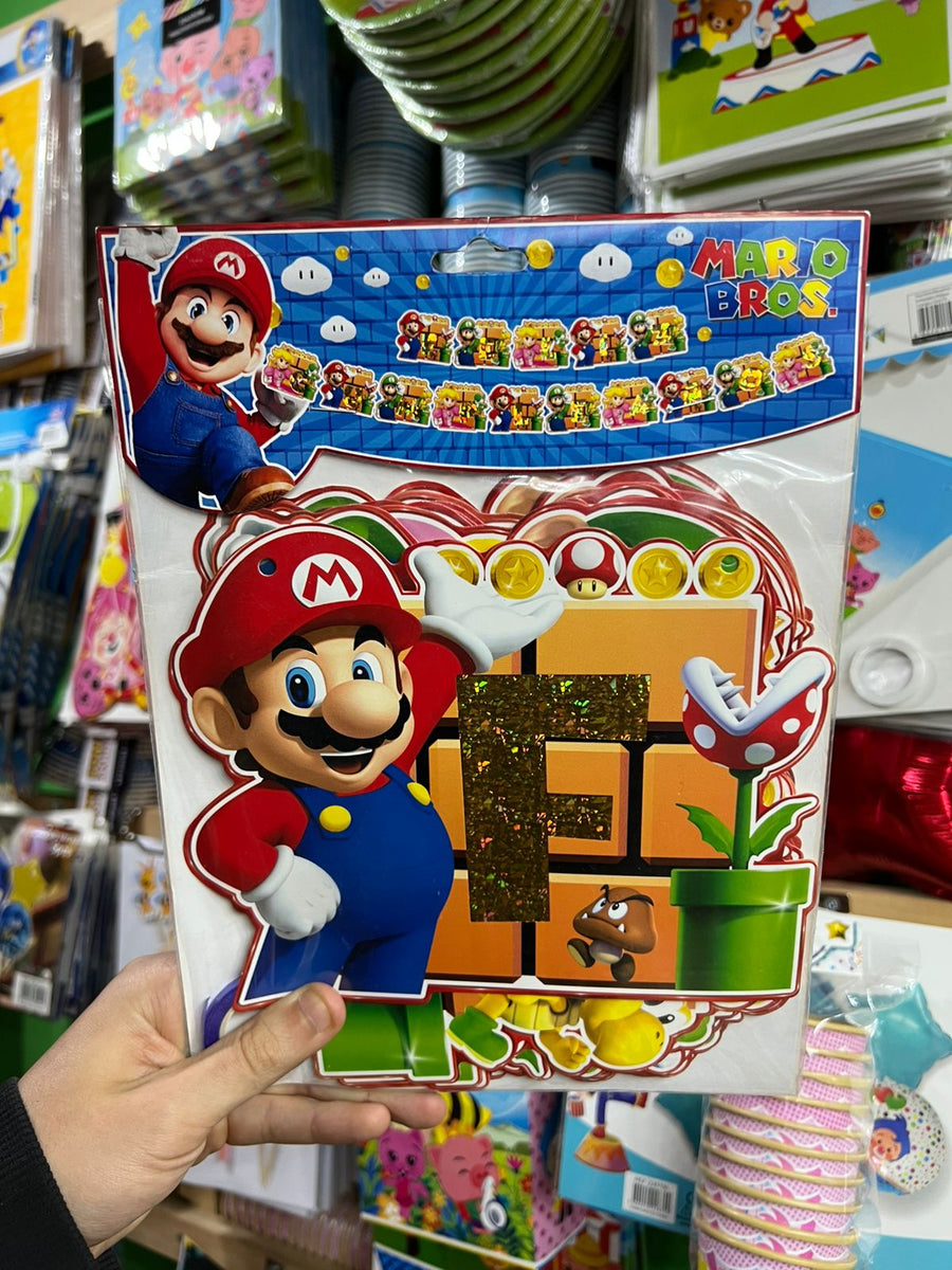 Banderin Feliz cumpleaños Mario bross