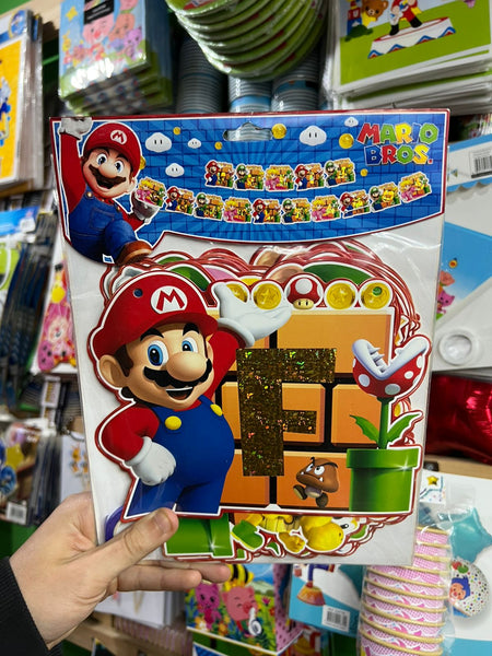 Banderin Feliz cumpleaños Mario bross