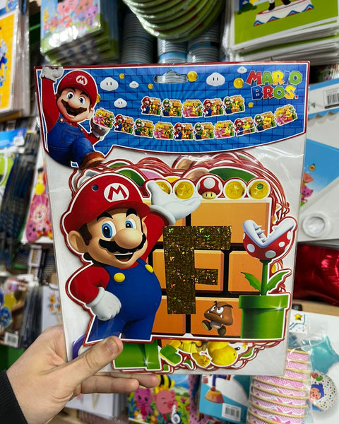 Banderin Feliz cumpleaños Mario bross