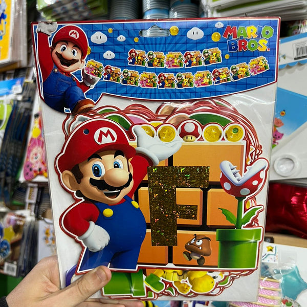 Banderin Feliz cumpleaños Mario bross