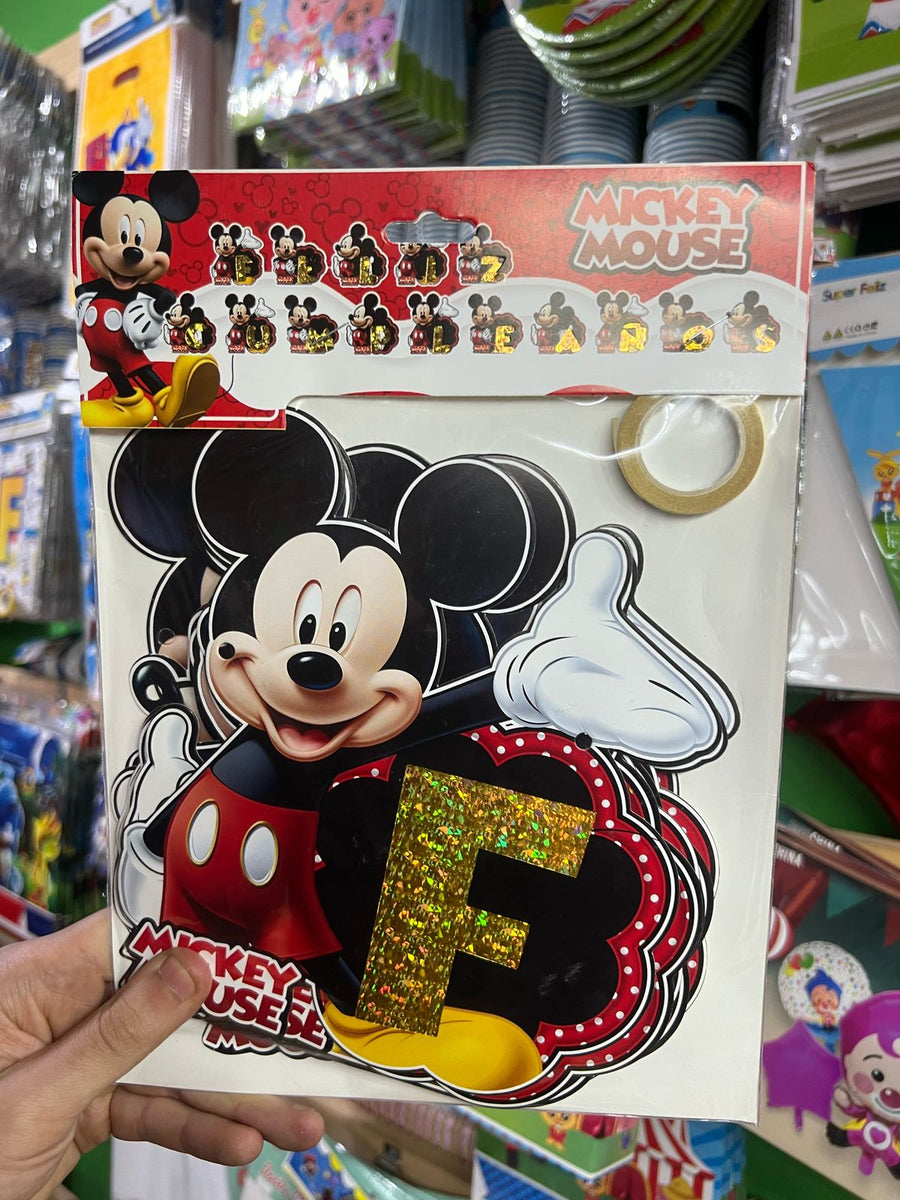 Banderin Feliz cumpleaños Mickey Mouse