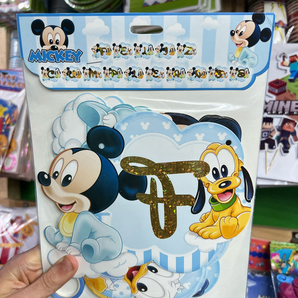 Banderin Feliz cumpleaños Mickey Bebe