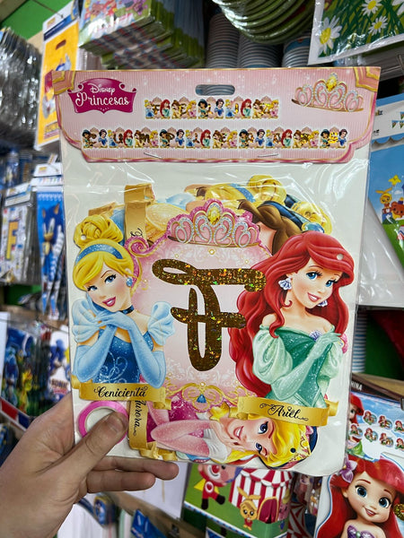 Banderin de Feliz cumpleaños Princesas Disney