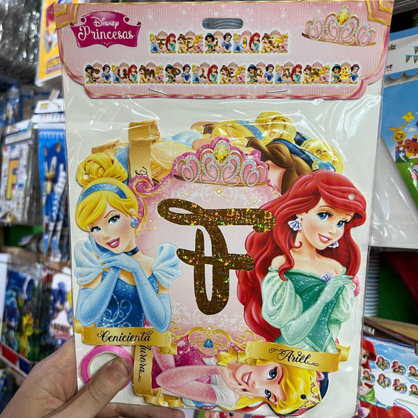 Banderin de Feliz cumpleaños Princesas Disney