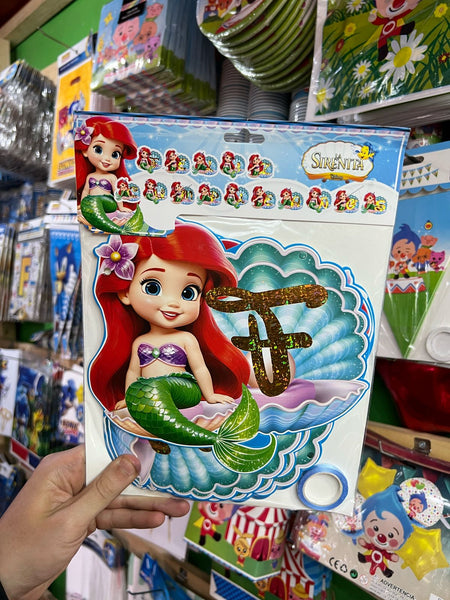 Banderin Feliz cumpleaños Sirenita Ariel