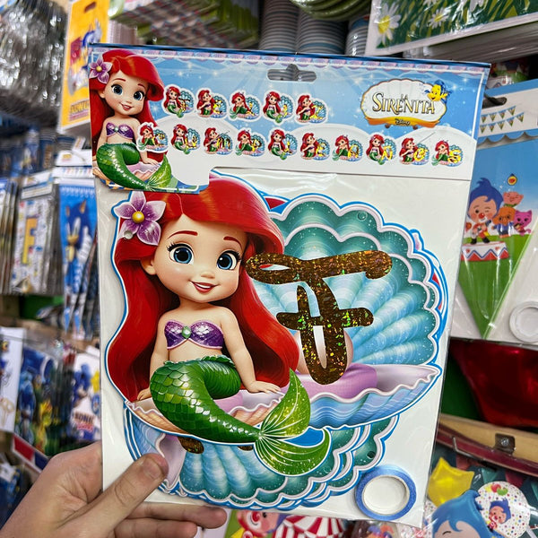 Banderin Feliz cumpleaños Sirenita Ariel