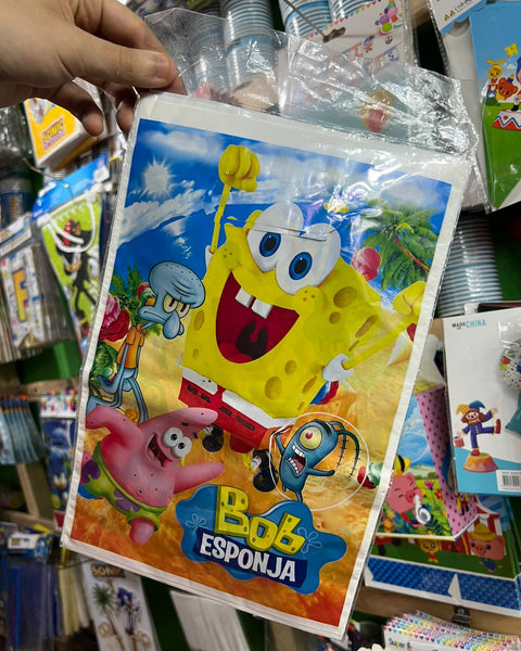 Bolsas de dulces plasticas bob esponja paquete X 6 unidades