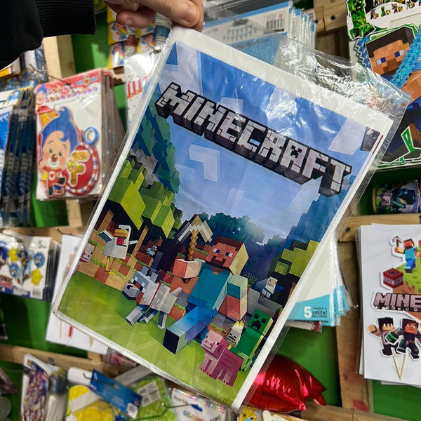 Bolsas de dulces plasticas Minecraft paquete x 6 unidades