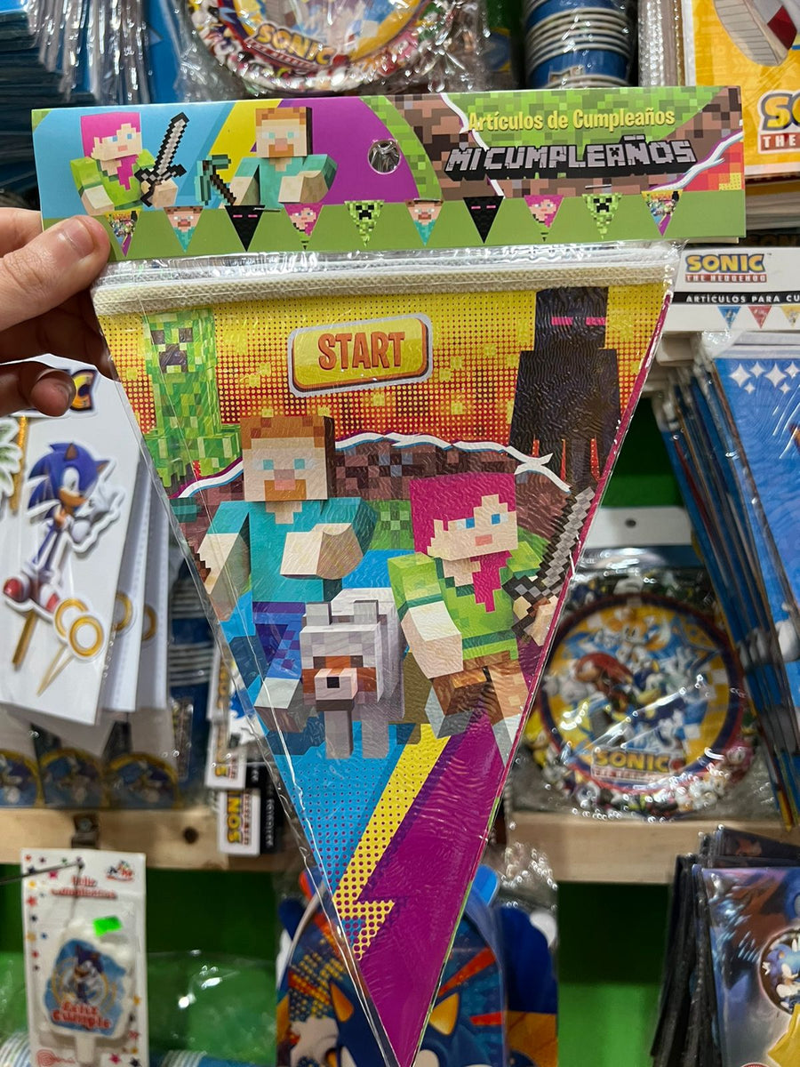 Banderin triangular personajes minecraft