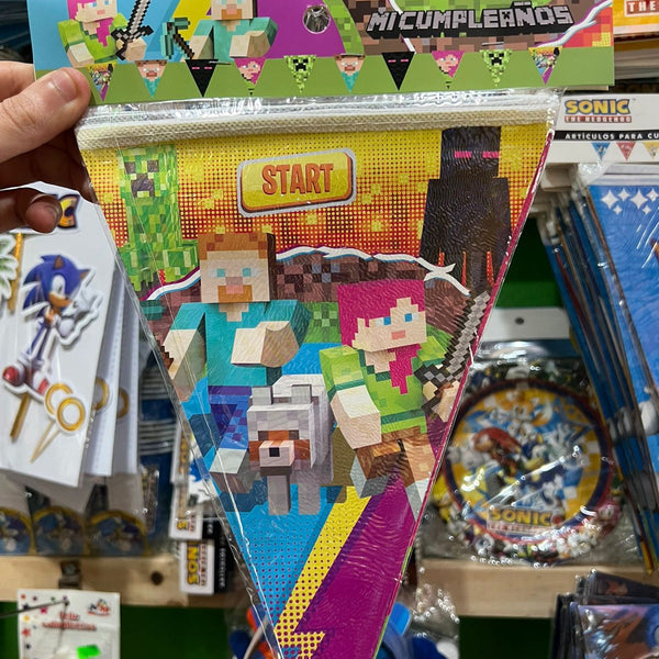 Banderin triangular personajes minecraft