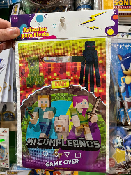 Bolsas de dulces plasticas minecraft paquete X 6 unidades