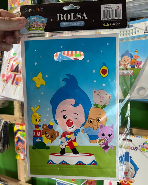 Bolsas de dulces plasticas payaso plim plim paquete x 10 unidades