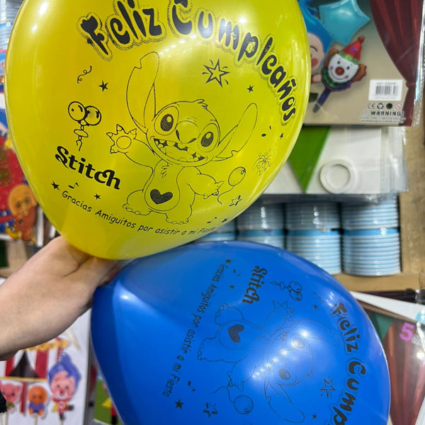Globos latex impresos lilo y stich paquete X 12 unidades