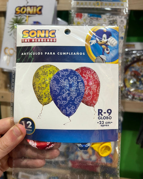 Globos latex impresos sonic paquete X 12 unidades