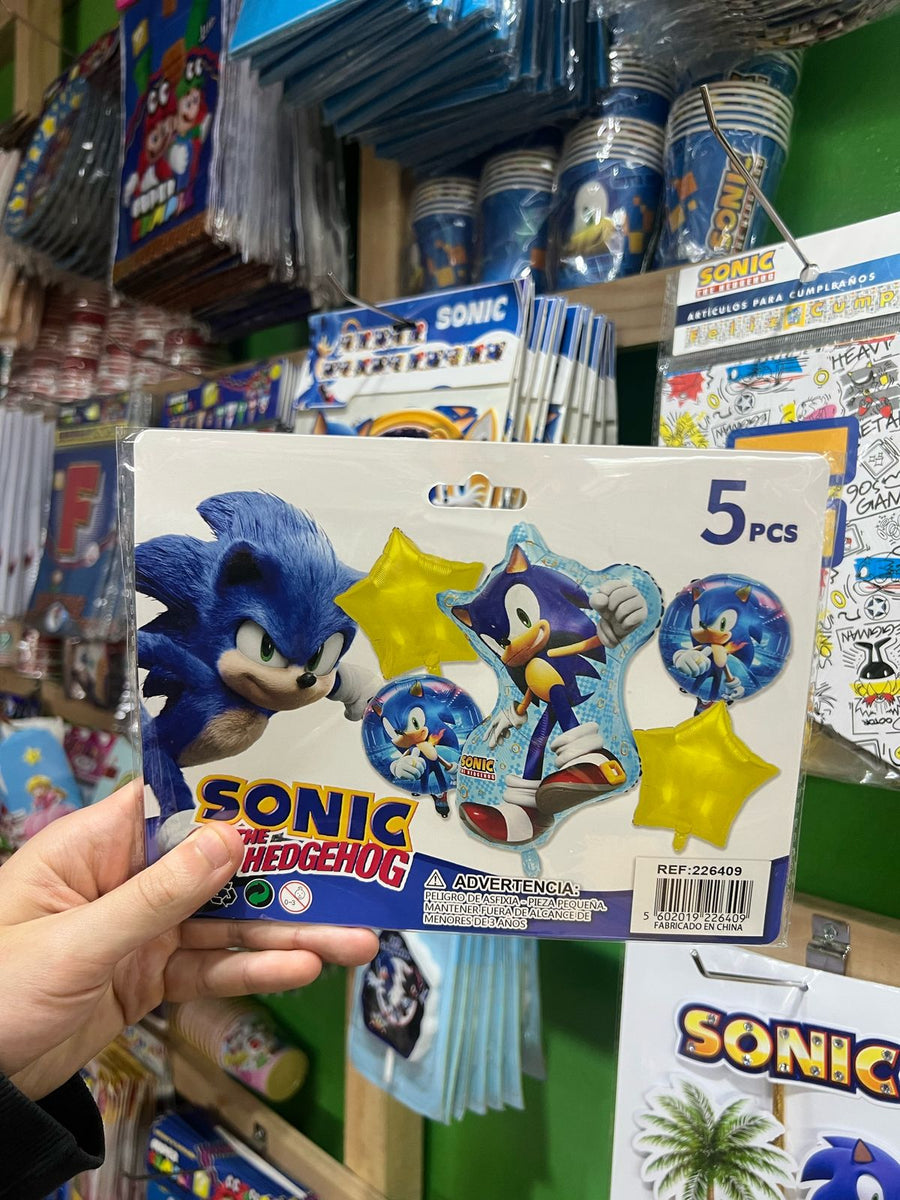 Set globos sonic, 5 piezas