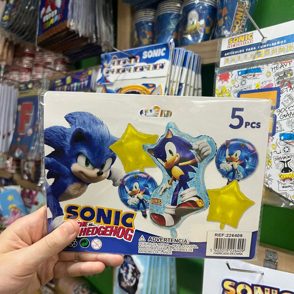Set globos sonic, 5 piezas
