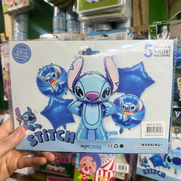 Set globos lilo y stich, 5 piezas