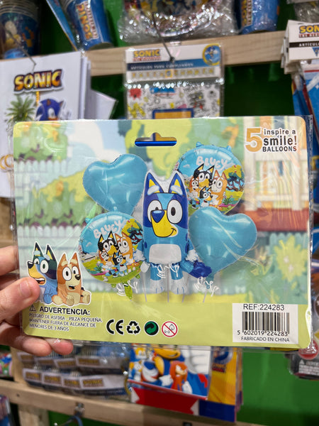 Set globos bluey, 5 piezas