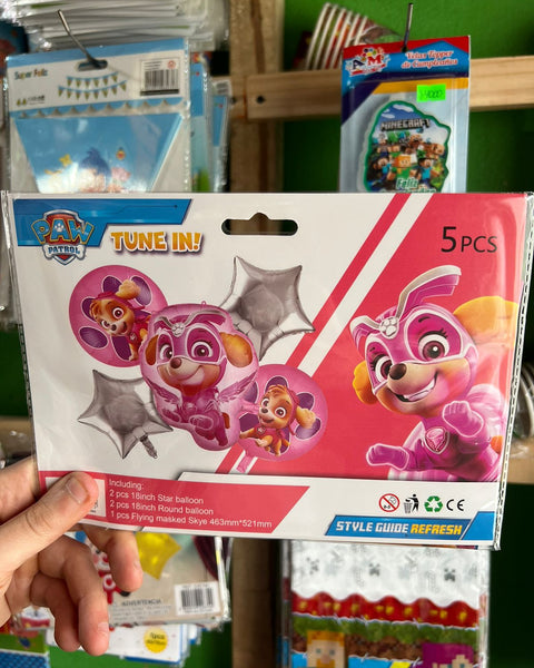 Set globos skye/paw patrol, 5 piezas