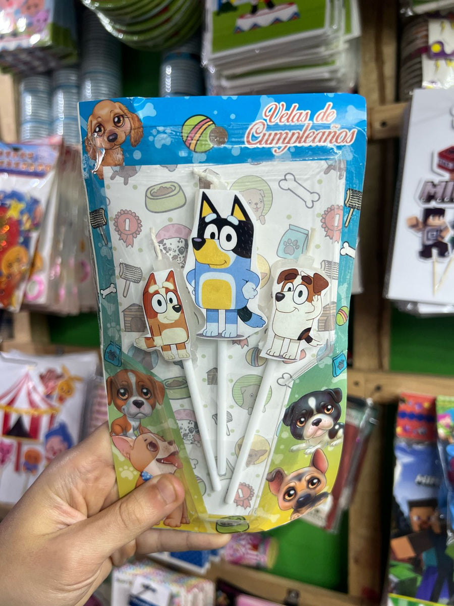 Vela cumpleaños Bluey x3 personajes